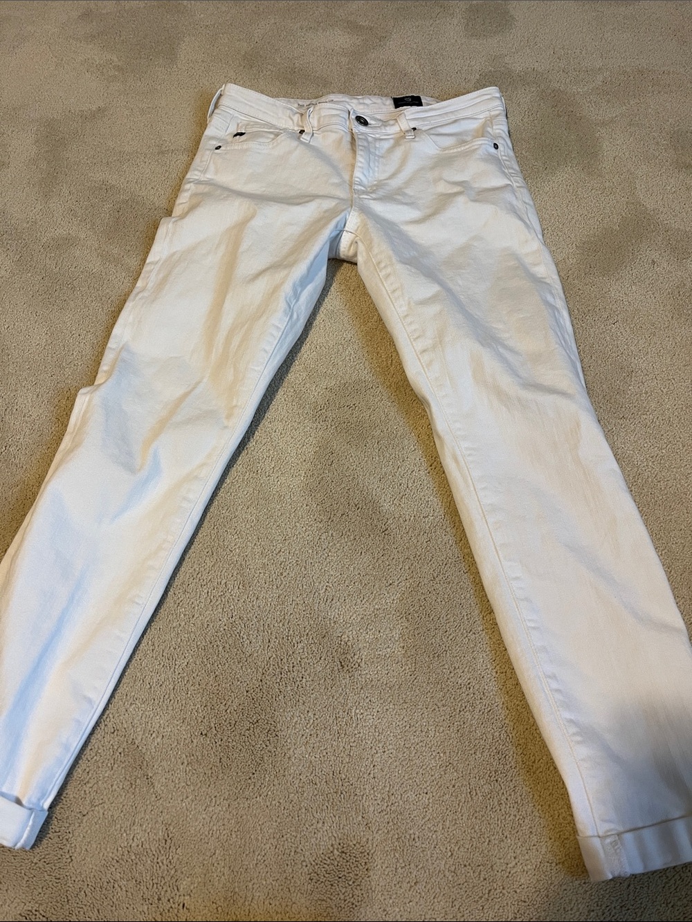 AG White Prima Cigarette Roll-up Jeans - size 25/26 (see measurements)